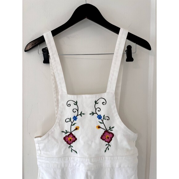 Fillyboo At the Heart Of It Embroidered Jumpsuit Overalls White Floral Size M - Picture 8 of 10
